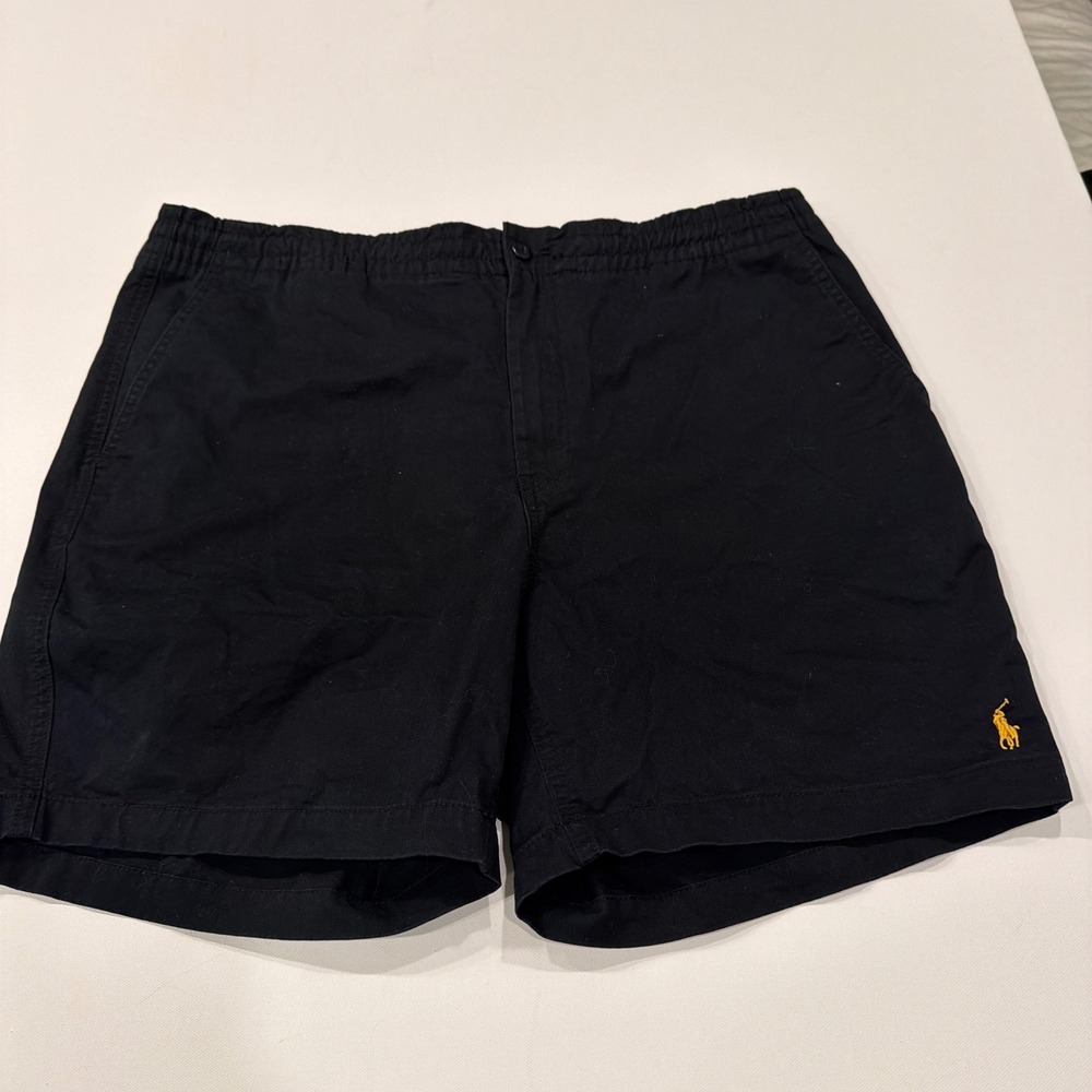 Polo Ralph Lauren Mens Stretch Classic Fit Shorts Black Yellow Pony Size XL